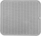 Silicone Dish Drying Mat for Multiple Usage,Easy clean,Eco-friendly,Heat-resistant Silicone Mat for Kitchen Counter or Sink,Refrigerator or Drawer Liner Grey XL 18 inches x 16 inches