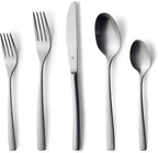 Matte Silverware Set, 18/10 Stainless Steel Satin Flatware, Modern Brushed Finish Cutlery, Dishwasher Safe & Durable, Built to Last (40-Piece, Sleek)