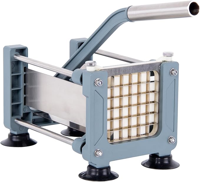 Rismonar French Fry Cutter Stainless Steel Potato Slicer With 1/2in 1/4in 3/8in Blade for Carrots Cucumbers Vegetables (Green, Machine + 1/2 & 1/4 & 3/8)