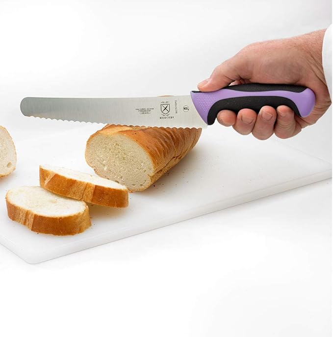 Mercer Culinary Millennia Color Handle Cutlery 10" Bread Knife (Wavy Edge Wide) Purple