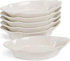 Au Gratin Baking Dishes, by Kook, Mini Casserole Dish, Set of 6, for Banana Split, Oven and Microwave Safe, Dishwasher Safe, Ceramic Dishes, Lasagna & Cobblers, Individual Serving, 12 oz (Ivory)