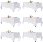 sancua White Tablecloths for 8 Foot Rectangle Tables, 6 Pack - 60x120 Inch - Washable Fabric Cloth Table Cloth for Wedding, Party, Birthday, Banquet, Reusable Polyester Table Covers
