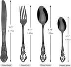 Royal 24-piece Black Mirror Silverware Dinnerware, 18/10 Stainless Steel Luxury Cutlery Set Service For 6 Include Knives/Forks/Spoons/Teaspoons, Dishwasher Safe