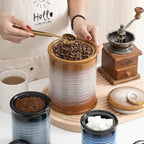 Nihow Ceramic Food Storage Jar Sets: Container with Air Tight Ceramic Lid for Flour/Sugar/Rice/Coffee/Cookies/Candy - Seal Damp-proof Canister for The Kitchen - Set of 3 （Brown）