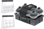 Samuelworld Premium Ice Tray Combo (16 Ice Cube/6 Ice Ball), New Upgraded Large Ice Sphere Maker Ice Cube Trays, Spill-Free Integrated Funnels, Whiskey Bourbon Cocktails Ice mold, Grey(With Ice Bags)
