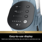 Ninja Pod & Grounds Specialty XL Single-Serve Coffee Maker, K-Cup Pod Compatible, Brews Grounds, Compact Design, Built-In Milk Frother, 68-oz. Reservoir, 6oz. Cup-24oz. Mug Sizes, Denim Blue, PB055ABL