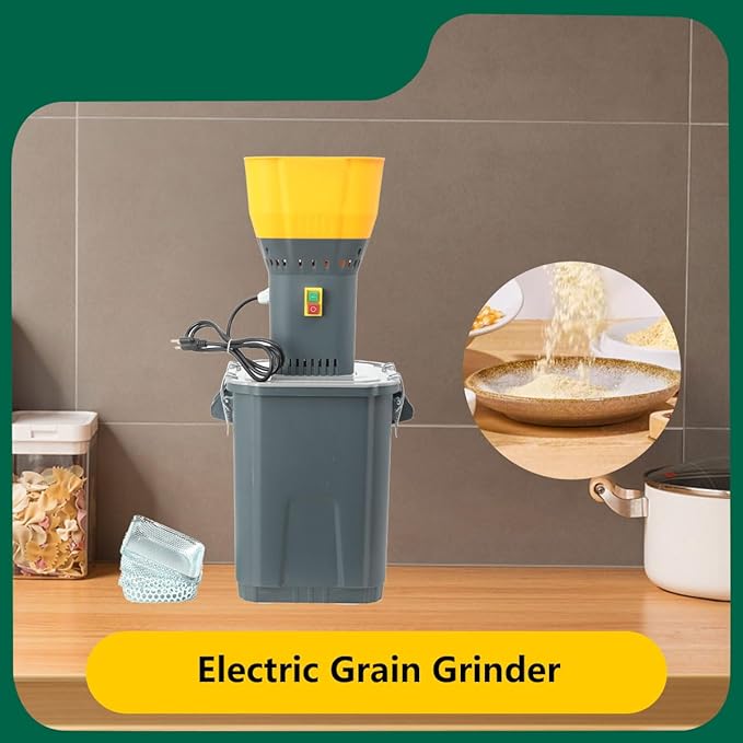 Grain Mill Corn Grinder, 1000w Electric Feed Ginder Mill Dust-Free Dry Cereals Grinder with Detachable Hopper & 5 Sieves for Wheat Corn Grain Spice Coffee Beans 7.9 Gallons (30L)