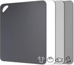 Fotouzy Plastic Cutting Board Flexible Mats With Food Icons, Set of 4, BPA-Free, Non-Porous, Upgrade 100% Anti-skid back and Dishwasher Safe, Modern Neutral Colors