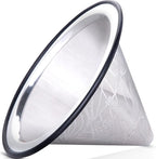 Compatible with Hario V60 Pour Over Coffee Filter - Wide Metal Base Reusable Stainless Steel Coffee Dripper - Paperless Coffee Filter for Sustainable Brewing