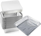 Aluminum Trays with Lids 9x9 for Serving Food Turkey Catering Disposable Aluminum Foil Pans for Baking Cakes, Bread, Meatloaf, Lasagna, 30 Pack Sliver 9x9x2
