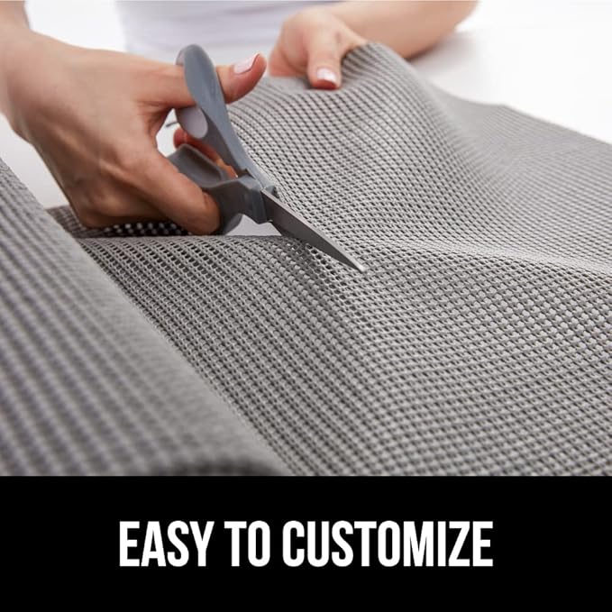 GORILLA GRIP powerGRIP Drawer Shelf and Cabinet Liner, Thick Strong Hold, Non-Adhesive Liners Protect Kitchen Cabinets and Cupboard, Bathroom Drawers, Easy Install, Breathable Mat, 17.5" x30', Gray