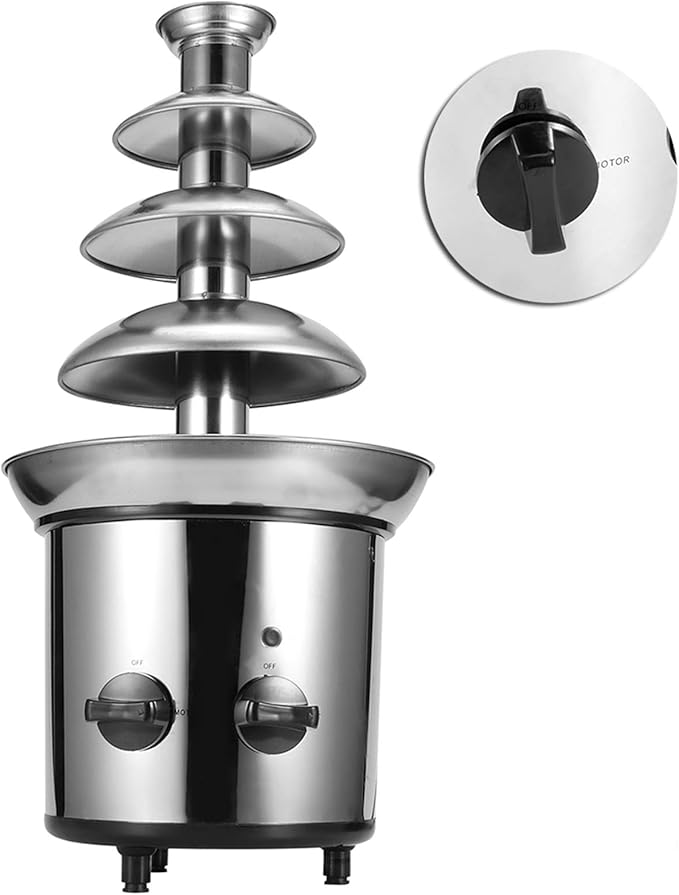 4 Layer Chocolate Fountain, 4 Layer Durable Rotating Practical Stainless Steel Electric Chocolate Fountain Machine, Elegant for Resturant Home Party(#1)