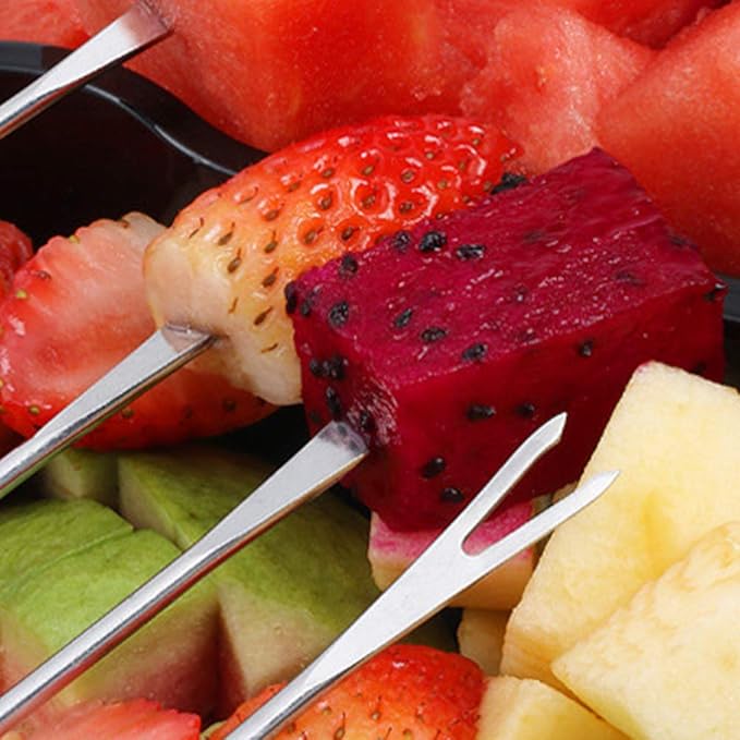 Stainless Steel Fondue Forks Cheese Fondue Fork Stainless Steel Fruit Forks Fondue Forks Set Bbq Forks Roasting Sticks For Hot Pot Barbecue (Handle Random Color)