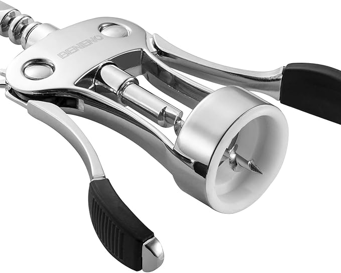 Beneno Wine Opener with Silicone Leak Proof Wine Vacuum Stopper, Zinc Alloy Premium Wing Corkscrew with Multifunctional Bottles Opener, Upgrade