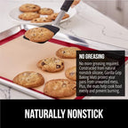 GORILLA GRIP Reusable Nonstick Silicone Baking Mat, 2 Pack, BPA-Free Oven Safe Food Liner, For Cookie Sheets, Toaster Ovens, Easy Clean Pastry Mats, Kitchen Essential, 11.75x8.25, Quarter Sheet, Red