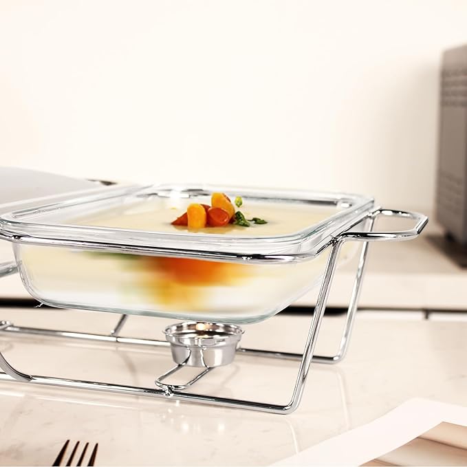 Casserole Dish Set Rectangle 3-in-1 Glass Baking Dish, with Stainless steel Lid and Silver rack, 1.3 Qt x 3 pcs Baking Pan For Casserole & Lasagna, Dishwasher Oven Freezer Microwave Safe