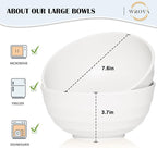 Wheat Straw Bowls Set 60 OZ, Unbreakable Large White Bowls Set of 6, Microwave and Dishwasher Safe Big Cereal Bowl for Dorm and Apartment, Salad Bowl for Serving Oatmeal and Popcorn (White)