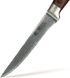 Wakoli EDIB 4-Piece Steak Knife Set – Japanese Style Dining Knives | Genuine Damascus Steel Blades with VG10 Core | Ergonomic Pakkawood Handles | Premium Steak Cutlery in Wooden Gift Box