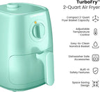Chefman TurboFry 2-Quart Air Fryer, Dishwasher Safe Basket & Tray, Use Little to No Oil For Healthy Food, 60 Minute Timer, Fry Healthier Meals Fast, Heat And Power Indicator Light, Temp Control, Mint