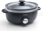 Slow Cooker 6+ Quart Black Uniform Heating,Non Stick Pot,Aluminum,6.5Qt Slow Cooker Makes Your Food More Delicious.Suitable as a Gift for Wives,Parents,and Friends