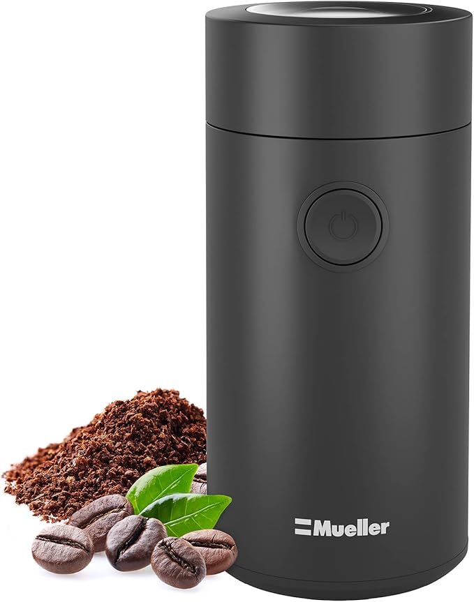 MuellerLiving Electric Coffee Grinder for Spice, Nut, Herbs and Coffee Beans, Sharp Blade, Stainless Steel - Black