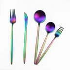 Gugrida 20-Piece 18/10 Stainless Steel Flatware Silverware, Luxury Dinnerware Set Travel Cutlery Tableware Include Knife Fork Spoon Service for 4,Healthy & Eco-Friendly Dishwasher Safe (Rainbow Matte)