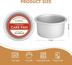 CURTA 4 Inch Round Cake Pan, 4x2 inch 6 Set Anodized Aluminum Round Baking Pan, Small Cake Pan Non-Toxic & Heavy Duty, Deep Side, Easy Clean & Dishwasher Safe