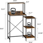 Mini Fridge and Microwave Stand over Refrigerator Storage Shelf with Power Outlet, 5 Tiers Adjustable Bakers Rack Cabinet Coffee Bar Appliance Organizer for Dorm Office,Brown