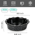 vicrays Ceramic Pie Pan for Baking - 5.5 inch Small Pie Plates Deep Dish Round Pot Casserole Mini Serving Bowl - Microwave Oven Safe for Dessert Apple Pie Cake Tart Pizza Set of 6 - Black