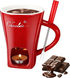 Chocolate Melting Mug With Candle, Ceramic Fondue Mug Meltie Cup, Melting Love Cup, Ideal Gifts For Christmas, Birthday, Wedding (Red)