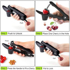 2pcs Cherry Pitter Tool, Cherry Pit Remover Tool, Multi-Function Fruit Corer and Remover, Cherry Corer Pitter Tool for Jam (Black)