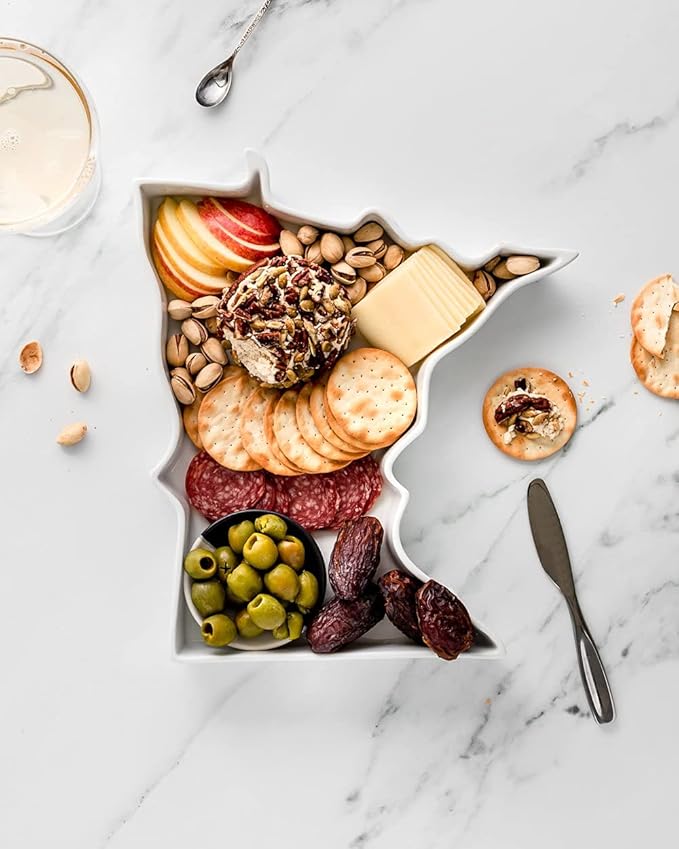 Minnesota Shaped Baking Dish Serving Platter or Decorative Tray Charming Porcelain Bakeware Oven Microwave and Dishwasher Safe