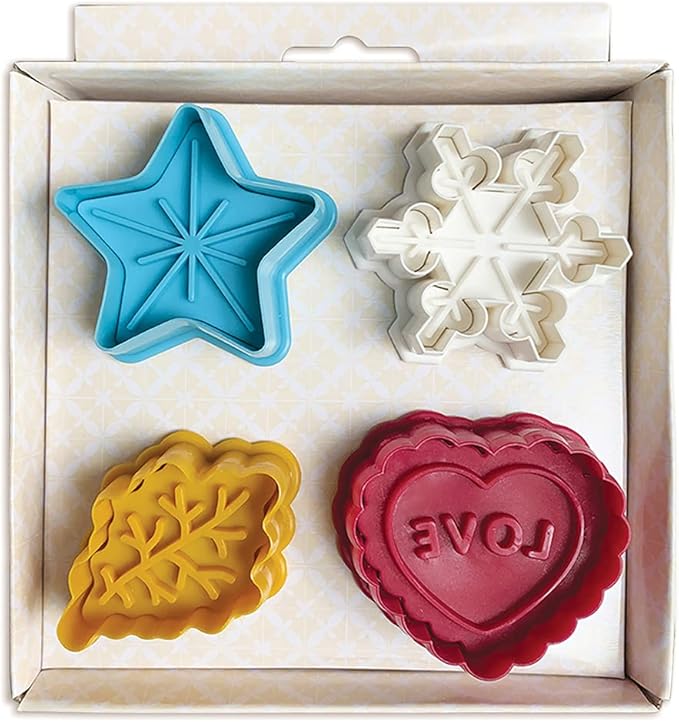 Talisman Designs Plunger Style Pie Crust Cutters, Occassions Design, 4 Piece Set