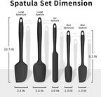 Coukre Silicone Spatula Set of 5,High Temperature Resistant, Food Grade Silicone, Dishwasher Safe, for Baking, Cooking (Pure Black)