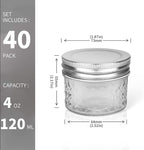VERONES Mason Jars Canning Jars, 4 OZ Jelly Jars With One Piece Regular Lids, Ideal for Jam, Honey, Wedding Shower Favors, DIY Spice Jars, 40 PACK