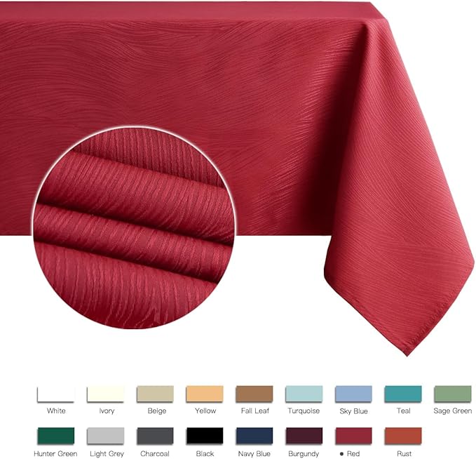 maxmill Square Tablecloths Swirl Design Spillproof Wrinkle Free Heavy Weight Soft Table Cloth for Circular Table Cover of Buffet Banquet Parties Holiday Dinner Square 70 x 70 Inch Red