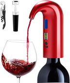 Electric Wine Aerator, One-Touch Automatic Wine Decanter for Red & White Wine, Wine Dispenser, Wine Pourer, Wine Gifts for Wine Lovers (Red)