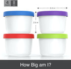 BALCI - 8oz Mini Ice Cream Containers with Silicone Lids (Set of 4) - Freezer Food Storage Containers, Reusable, LeakProof, For Homemade IceCream Containers - Blue, Red, Green, Purple