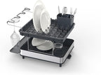 Joseph Joseph Dish Drying Rack with Wine Glass Holder - Space-Saving 2-Tier Design with Fast Draining System
