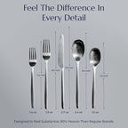 JazzUpCo Ava Flatware Flatware non toxic 18/10 stainless steel dishwasher safe (Matte Silver, 8 Person Set (40 Pieces))