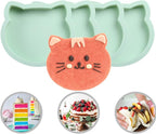 4Pcs Layer Cake Pans Set, 6 Inch Rainbow Cake Baking Pans,Silicone Cake Molds for Pizza Vegetable Pancake Quiche and Resin Crafts (Cat)