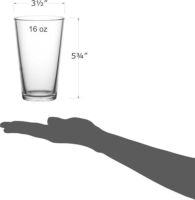 Red Co. Set of 6 Clear Glass 16 Fl Oz Drinking Glassware Beverage Tumblers