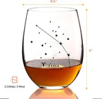 Aries Stemless Wine Glass 20 Oz, Aries Birthday Gifts for Women Men, Zodiac Aries Tumbler Gifts for Pisces Women, Aries Cup Golden Gift, Constellation Tumbler Wine Glass, Astrology Gifts for Women Men