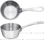 Mini Sauce Pan Butter Warmer Pot with Handle 18/10 Stainless Steel Small Pot for Melting Butter Heating Sauce Gravy & Oil (5oz/150ml) - Silver