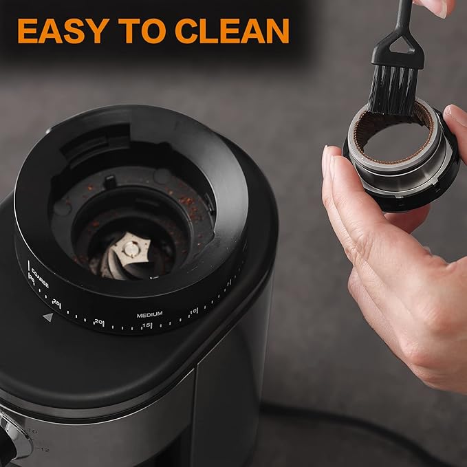 Burr Coffee Grinder, Electric Conical Coffee Bean Grinder With 30 Adjustable Grind Settings For 2-12 Cups, Sliver & Black