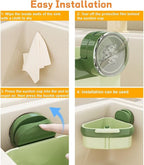 Suction Cup Sink Corner Rack, Sink Strainer Basket, 2025 New Upgraded Suction Cup Press Sink Drainer Basket, Auto-Dump Sink Strainer, Faucet Sponge Holder & Corner Food Catcher.