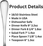 Liberty Tabletop Annapolis 20 Piece Flatware Set service for 4 stainless steel 18/10 Made in USA