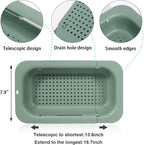 Collapsible Sink Colanders and Strainers Basket Extendable Plastic Fruit Vegetable Strainer Drainer Basket for Kitchen (Length 13.6 inch-18.7 inch) (Apple Green)