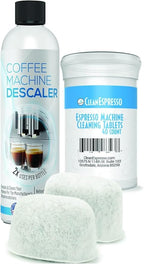CleanEspresso - Designed For Breville Cleaning Kit - 40 Breville Compatible Cleaning Tablets + 2 Espresso Machine Water Filters + 2-Use Descaler - Espresso Machine Accessories