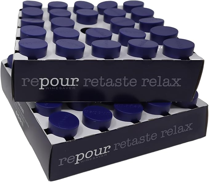 Wine Saver and Stopper - Removes Oxygen, Preserving and Keeping Wine As Fresh As The Day The Bottle Was Opened - 48-Pack Blue